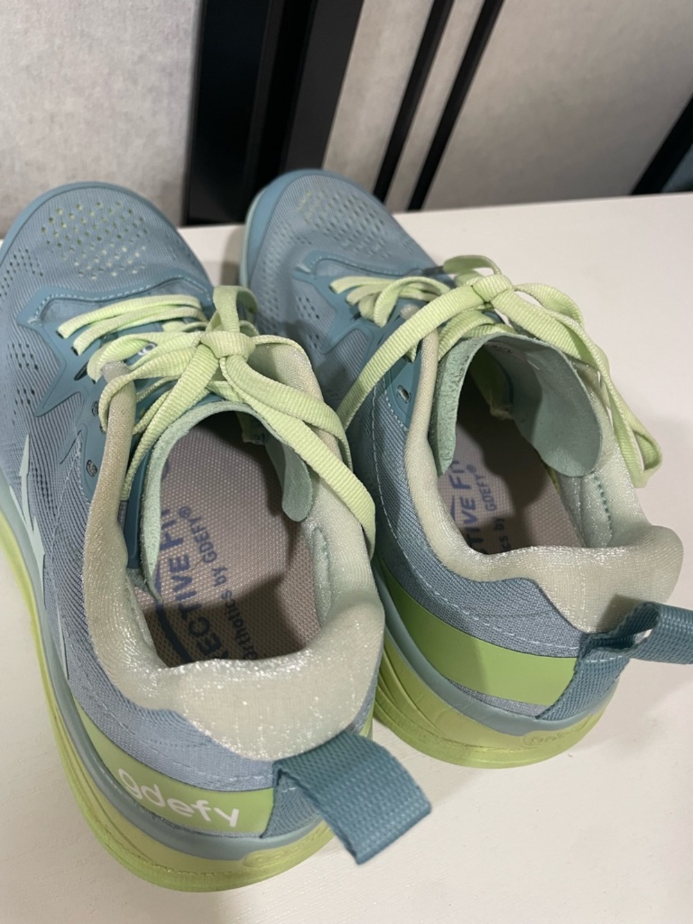 Gravity Defyer Women's GDEFY Lauff Athletic Shoes - Light Blue & Lime - Picture 8 of 9